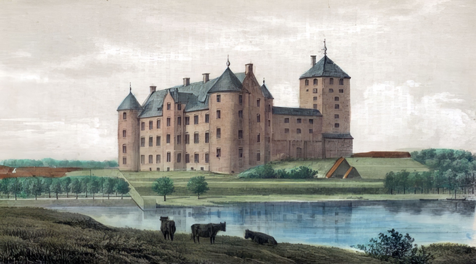 Skanderborg Slott, ca. 1700 (efter I. Bruuns "Danmarks Slotte", A. Nay lith.), Skanderborg Historiske Arkiv