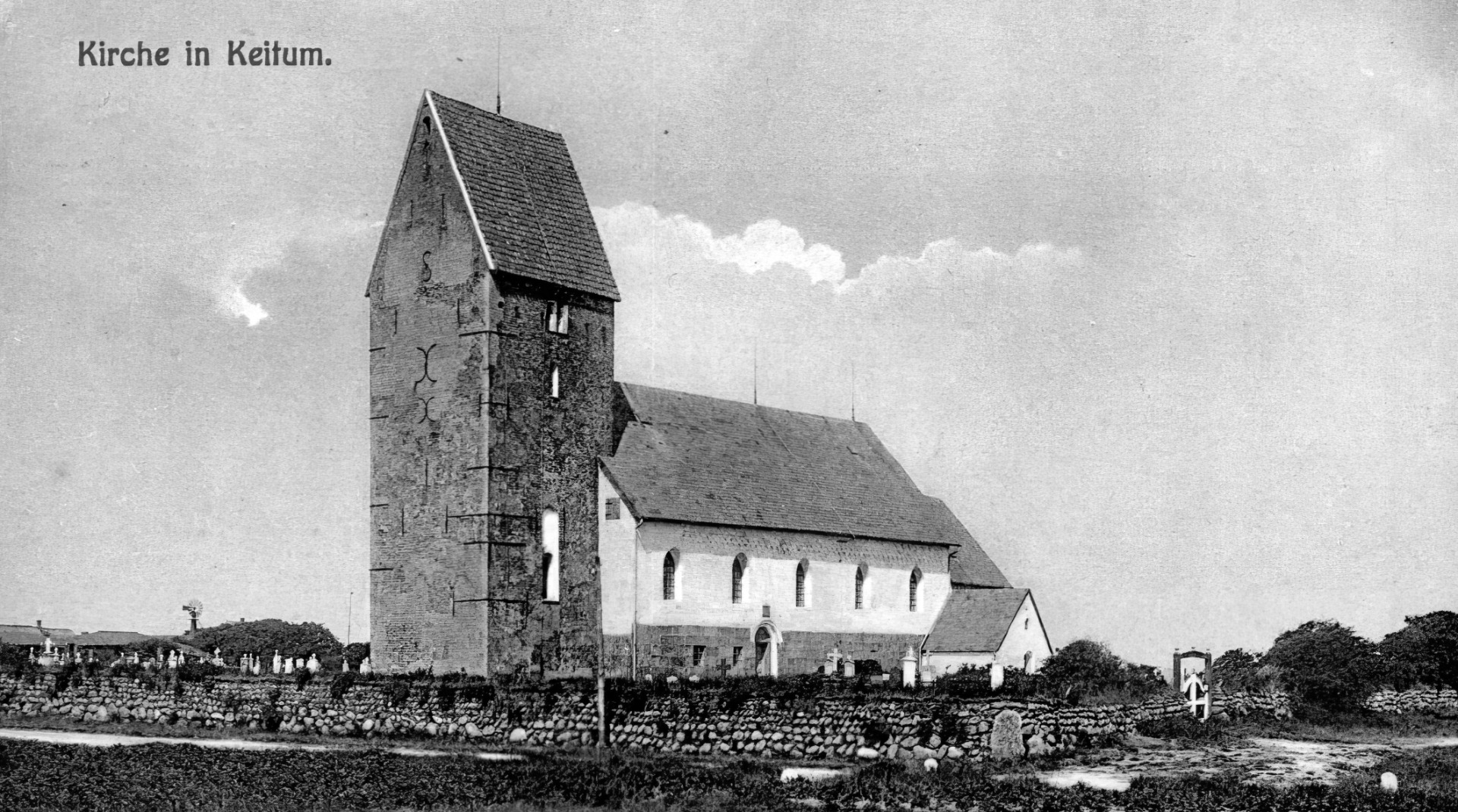 Kyrkan i Keitum på vykort från 1920-talet